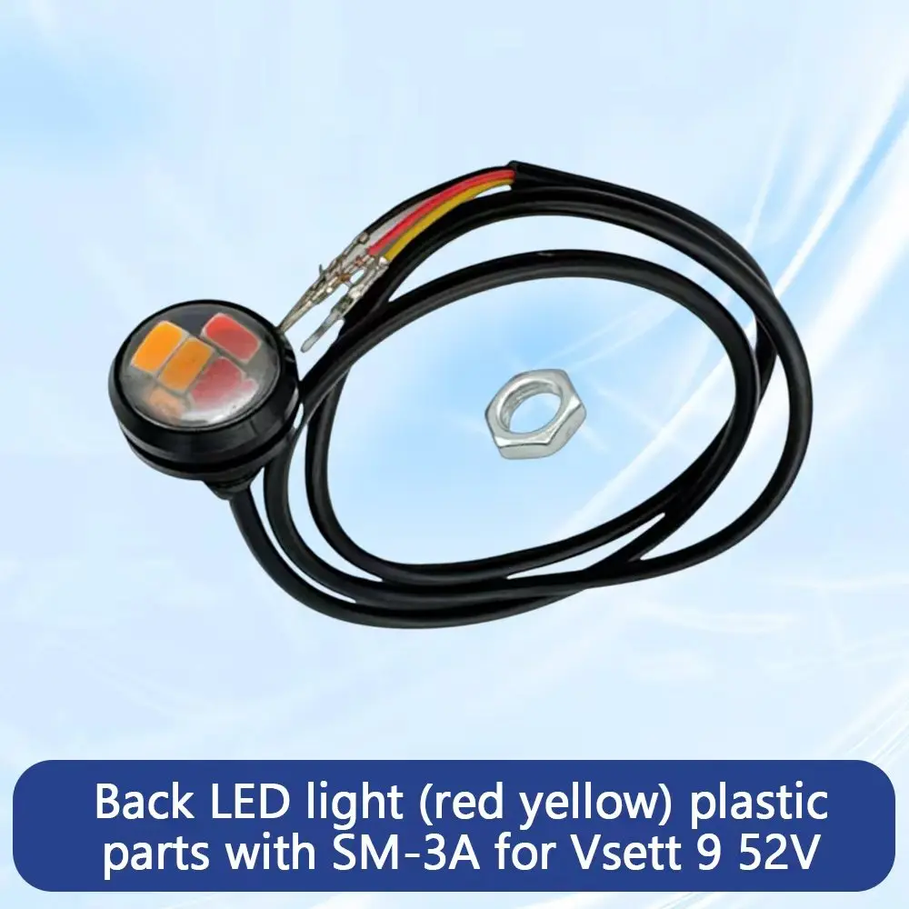 Back LED Light Red and Yellow Headlight With Screw Lamp Plastic Parts With SM-3A For Vsett 9 52V Spotlight Accessory