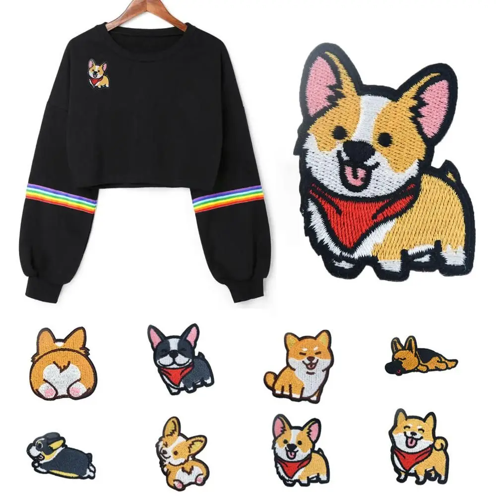 

Apparel Decoration for Clothes Iron On Corgi Dachshund Corgi Sewing Fabric Dog Pattern Appliques Clothes Embroidery Patches