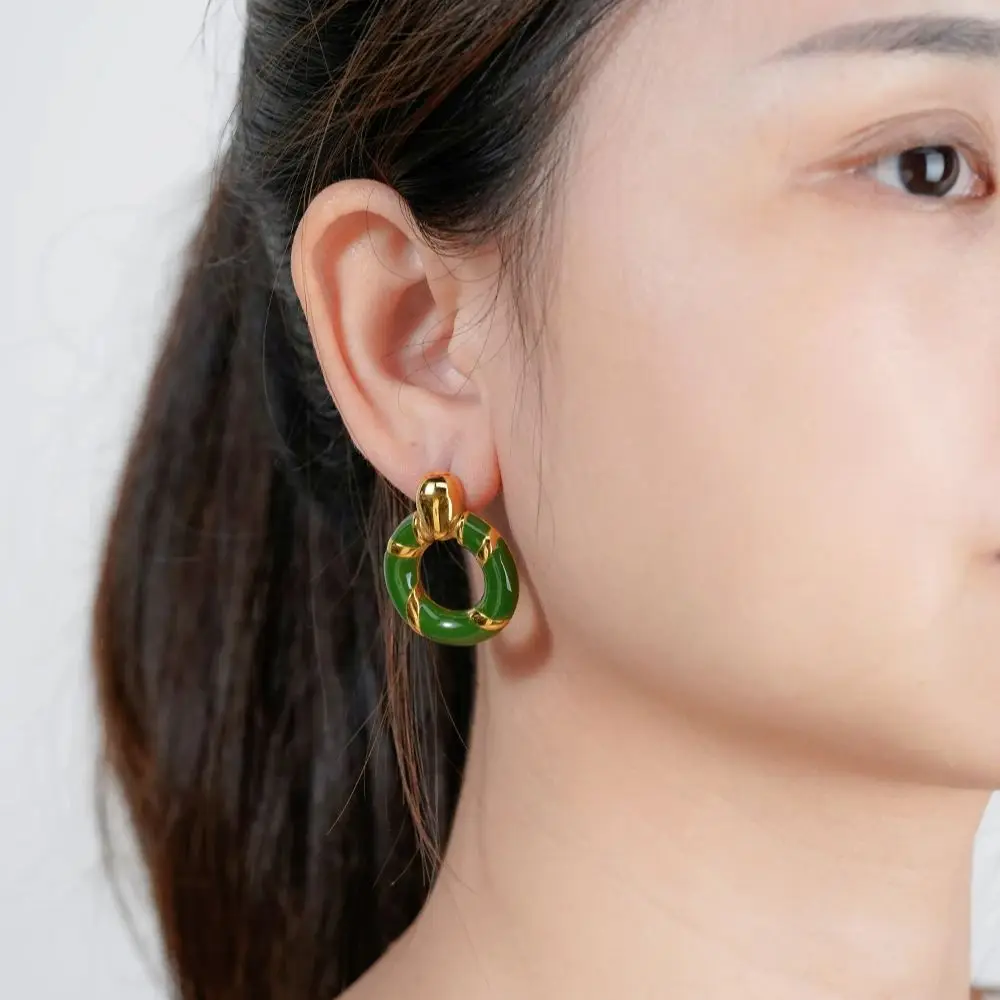 

ENFASHION Aretes De Mujer круглые серьги-кольца с капающим маслом для женщин, нержавеющая сталь, 18-каратное золото, нежные ювелирные изделия E251813