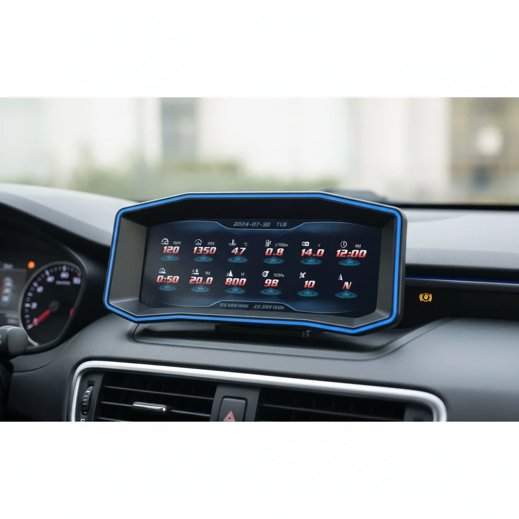 

Top Ranking 6.2 Inches LCD Screen Car Diagnostic Gauge P4 Multiple Functions Digital Speedometer OBD2+GPS Head Up Displays