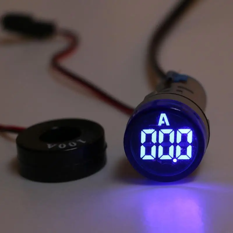 02DC 22mm 0-100A Digital Ammeter Round Light Current Meter Lamp Light 5 Different Color Durable