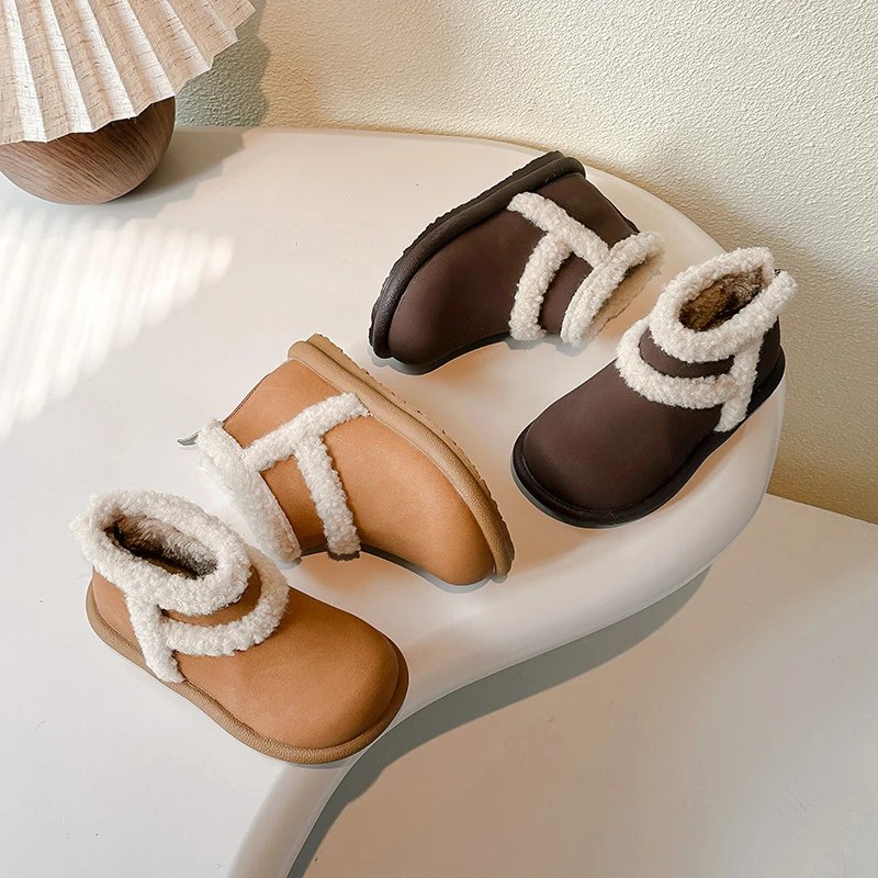 

2025 NEW Faux Fur Winter Boots For Girls Vintage Children's Boy's Girl's Plush Boots Winter Kid's Warm Cotton boot