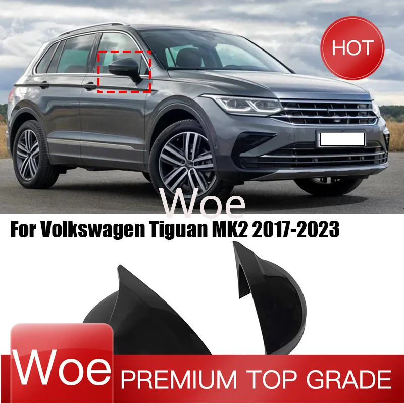 Woe For Volkswagen Tiguan MK2 2017-2023 Sharp angle of rearview mirror shell 2 pairs ABS adhesive car protective side mirror cov