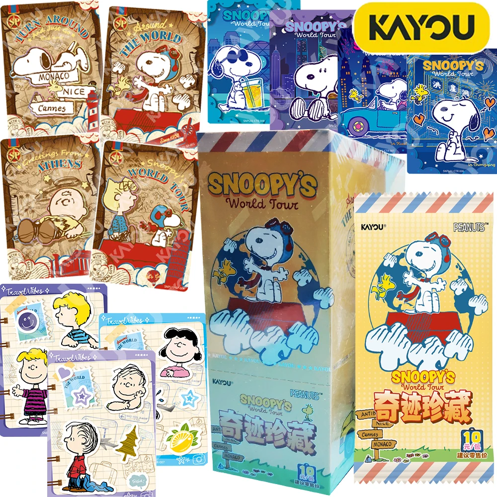 

Original Kayou Snoopy Collection Cards Comic Cartoon Character Black and White Hot Stamping Gold Rare SP Cards Children Gifts