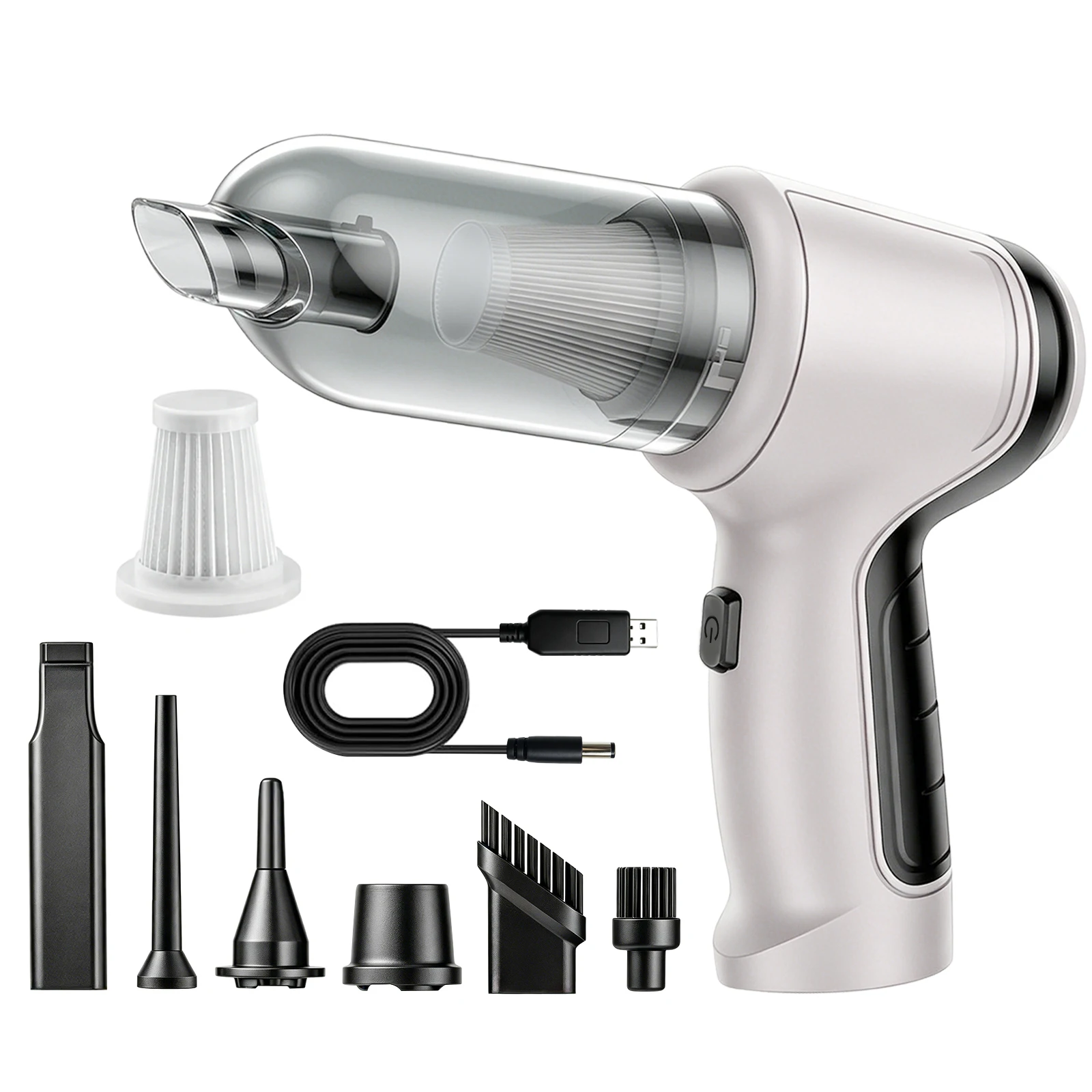 4-In-1 Portable Multi-Functional Wireless Vacuum Cleaner Is Suitable For Cars And Homes, USB Charging