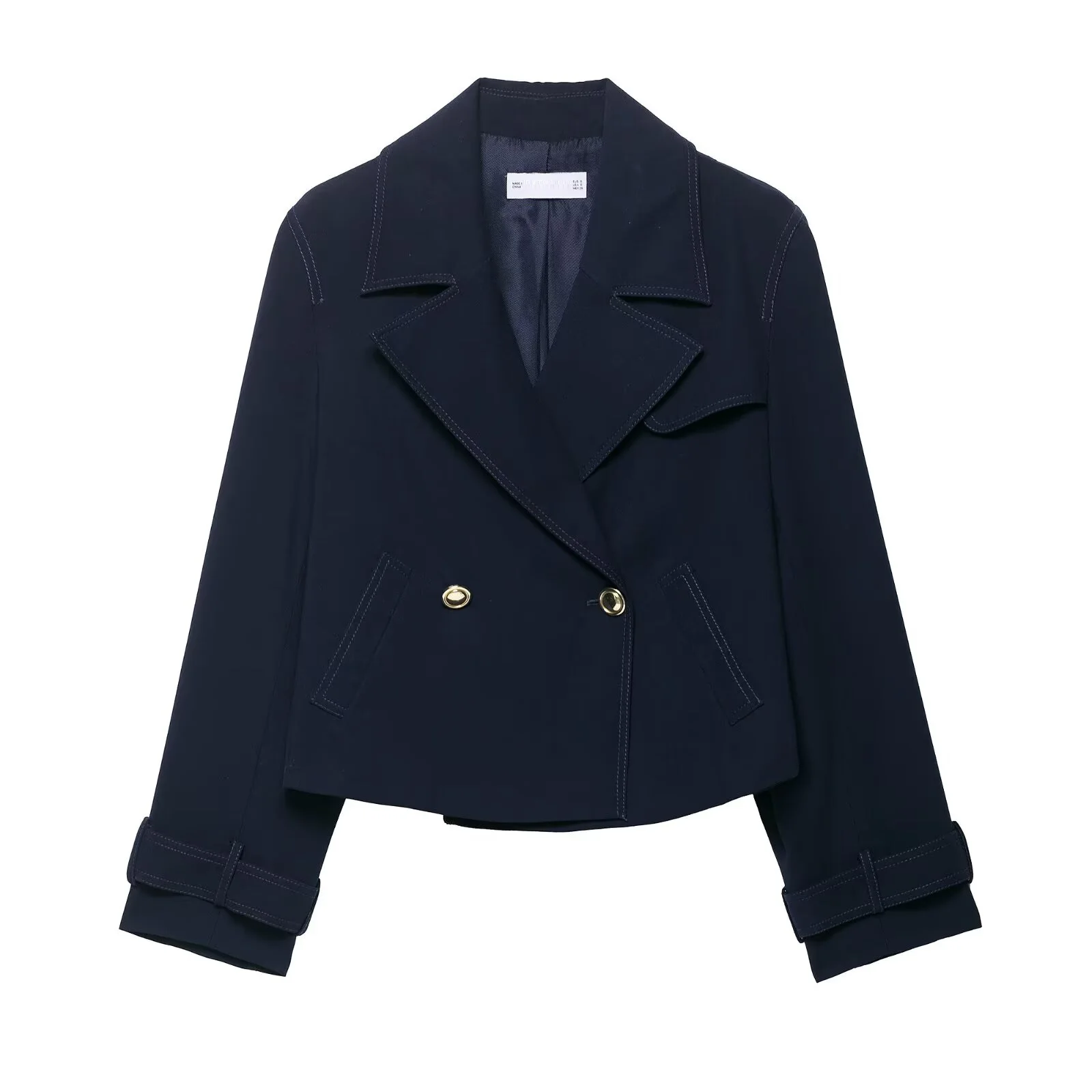 

Double Breasted Navy Blazer Jacket Women Fall Winter Lapel Long Sleeve Short Jackets Coat Female Fashion Outerwear Outfits 2025