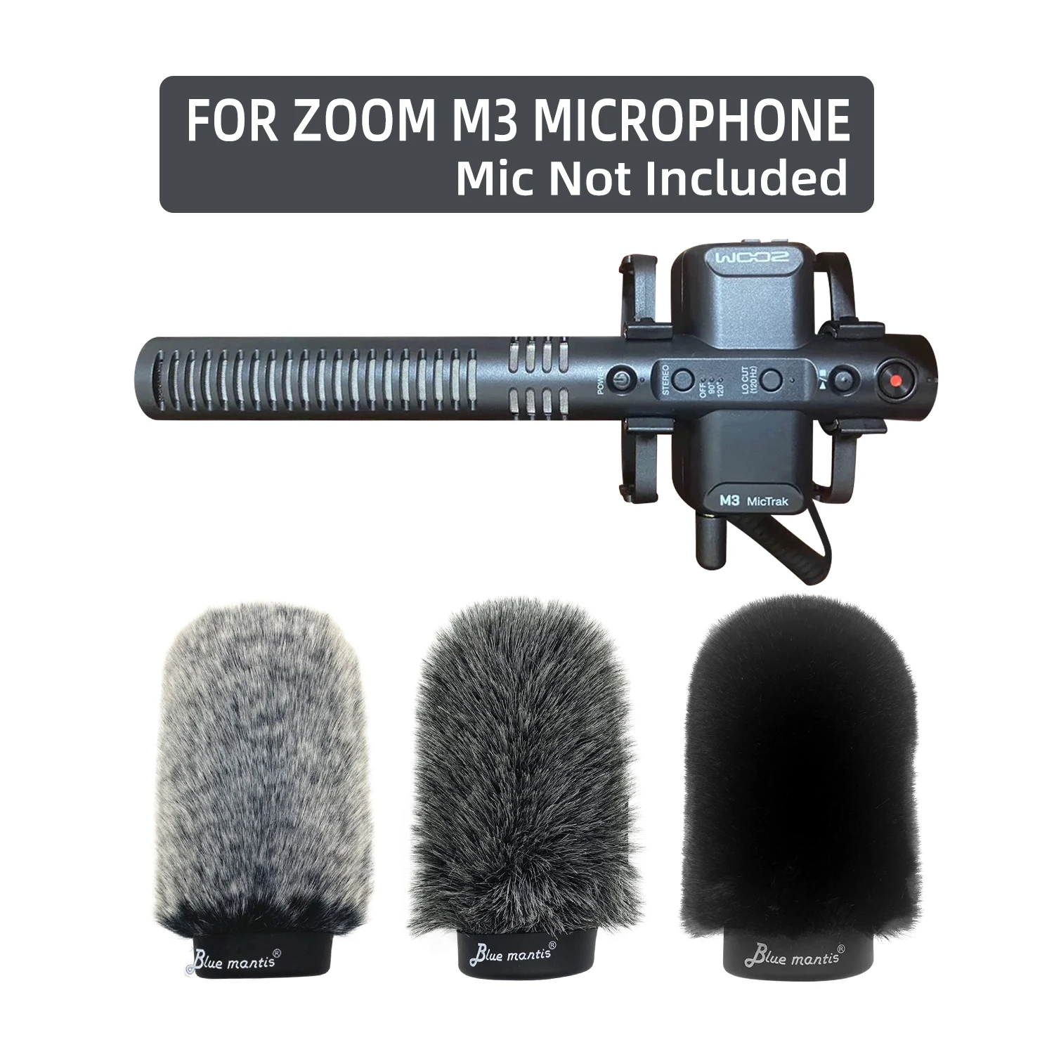 Blue Mantis Pop Filter Dead Cat  Windscreen Furry For ZOOM M3 MicrophoneFur Windshield Protection Outdoor Interview Mic Cover