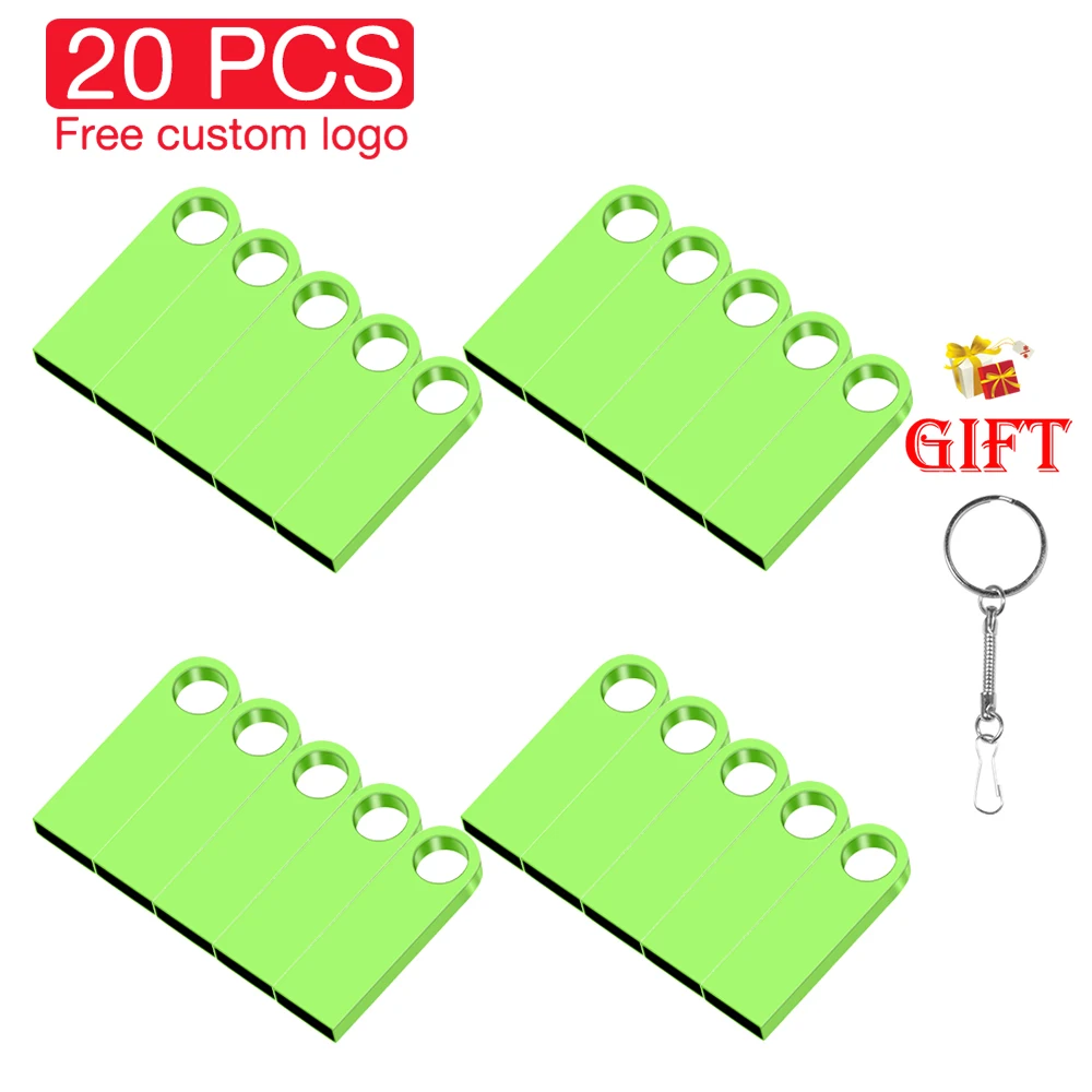 

SHANDIAN 20 PCS LOT Free Custom Logo Pen Drive 128GB Waterproof Memory Stick with Free Key Ring 64GB Metal USB Flash Drive 32GB