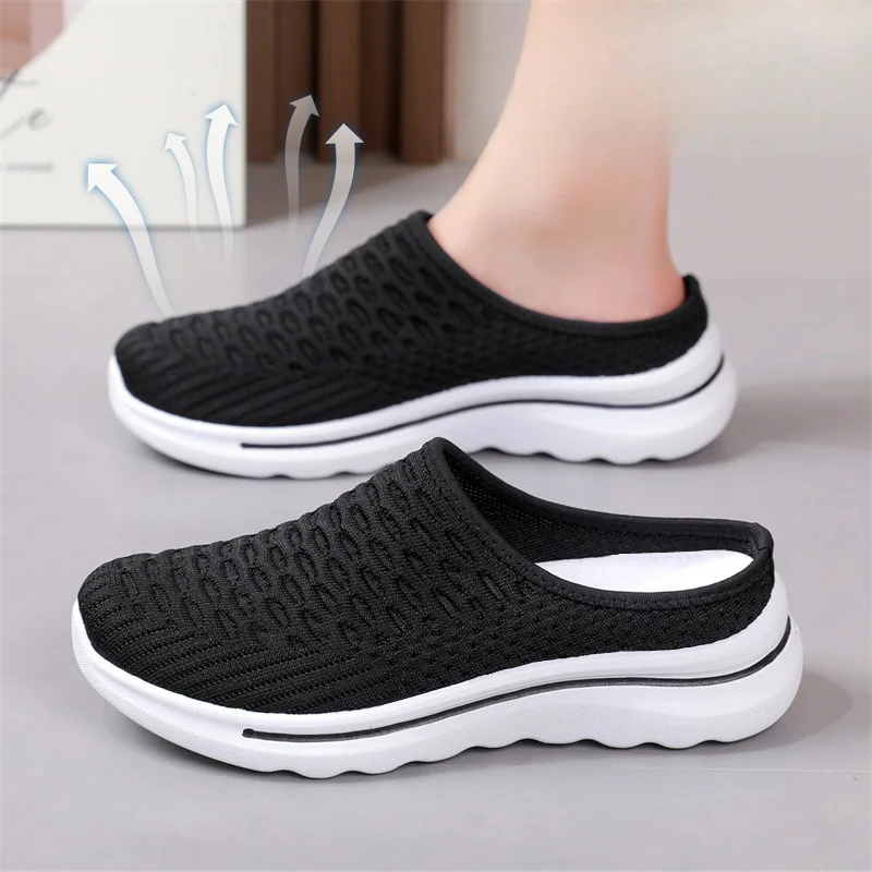 Half Mug Sports Casual Shoes Women Breathable Mesh Shoes Summer New Style Soft Soled Old Beijing Cloth Shoes