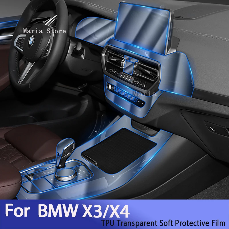 ForBMW X3/X4/IX3 G01 G02 G08(2018-2022) Car Interior Center Console Transparent TPU Protective Film Anti-scratch Repair