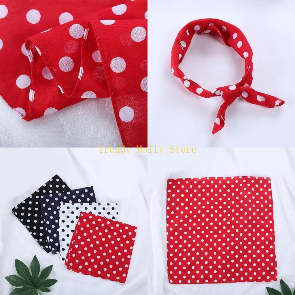 

N5KB 55x55 см женский винтажный большой квадратный шарф в горошек хлопковый спортивный для головы унисекс