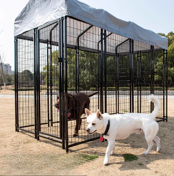 

Oxford cloth canopy outdoor breeding medium and large dogs with top fences convenient rain and sun protection dog cages for farm