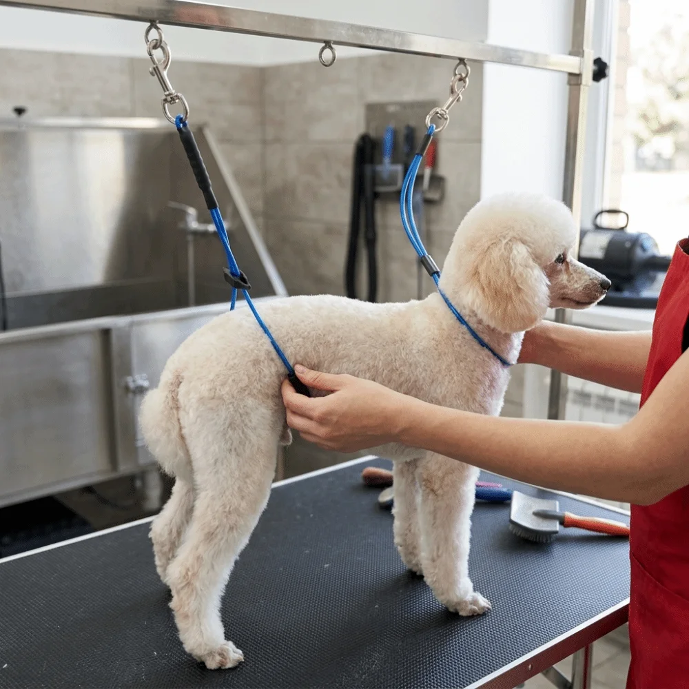 Steel Wire Core Grooming Restraint Single Buckle Anti-slip Hook Dog Fastening Strap Wear Tough Adjustable Length Pet Safety Tie