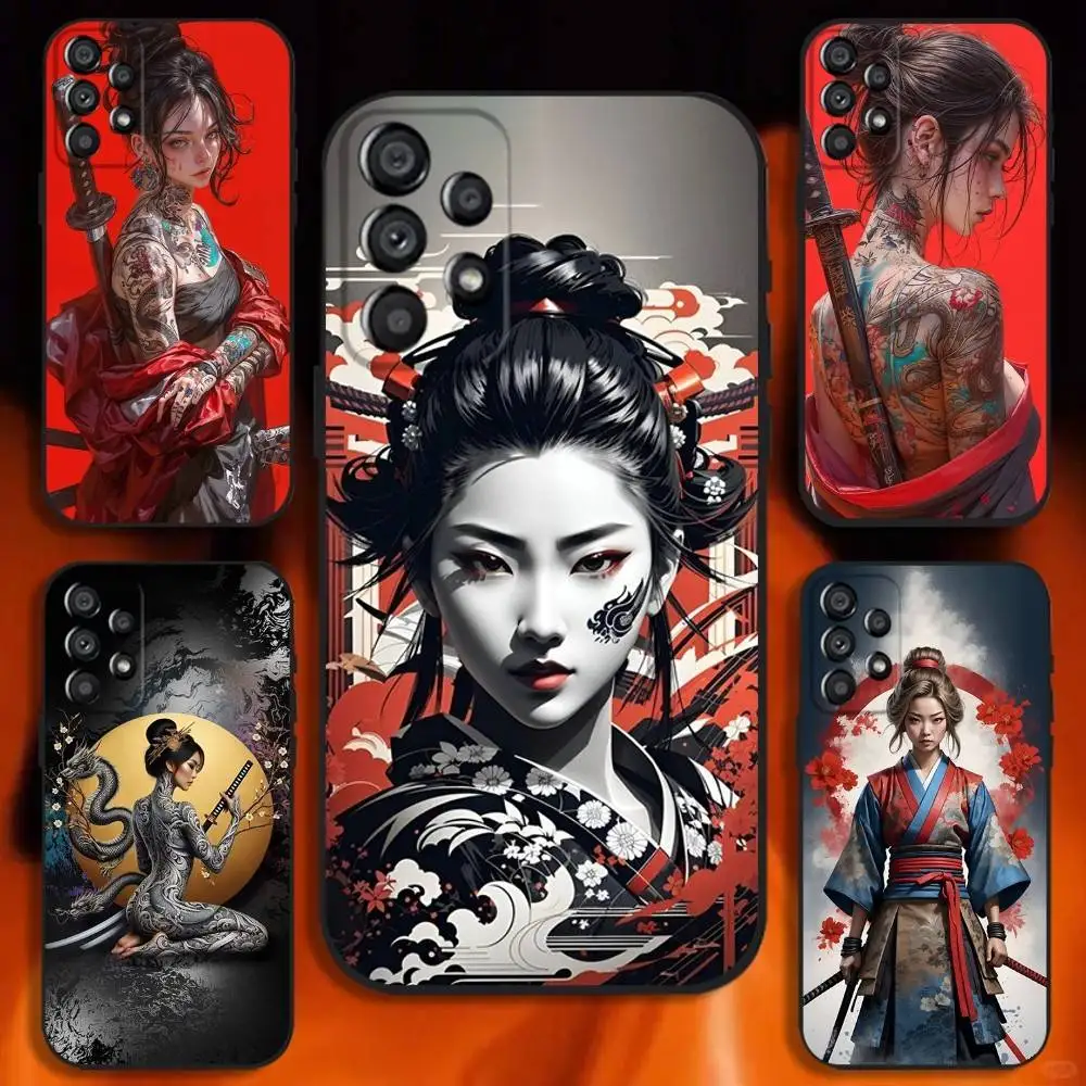 

Чехол для телефона Samurai Warrior Geisha для Samsung Galaxy A20, A21s, A22, A31, A32, A52, A53, A72, 73, A80 Мягкий черный чехол