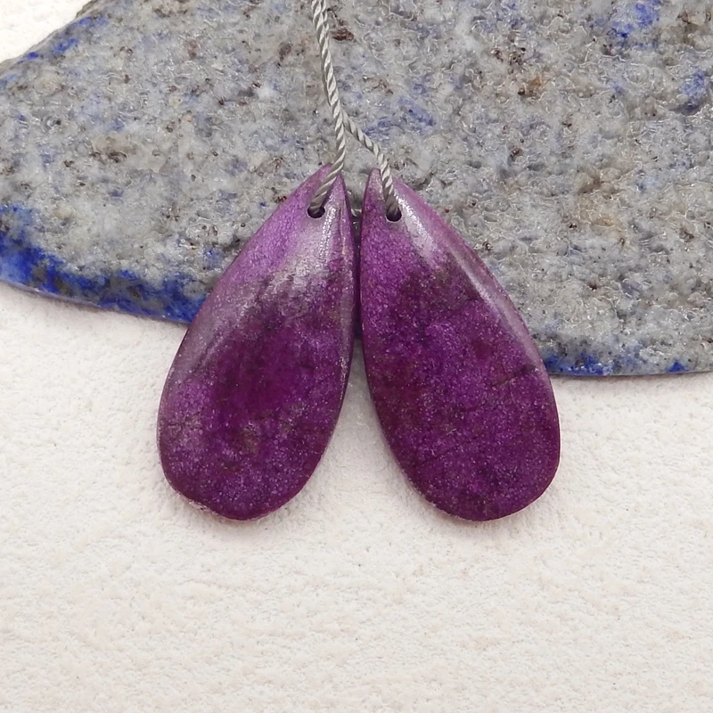 Orecchini pendenti in pietra naturale per le donne Orecchini fatti a mano in pietra viola africana Regali per feste Gioielli fai da te 30x14x4mm 5g