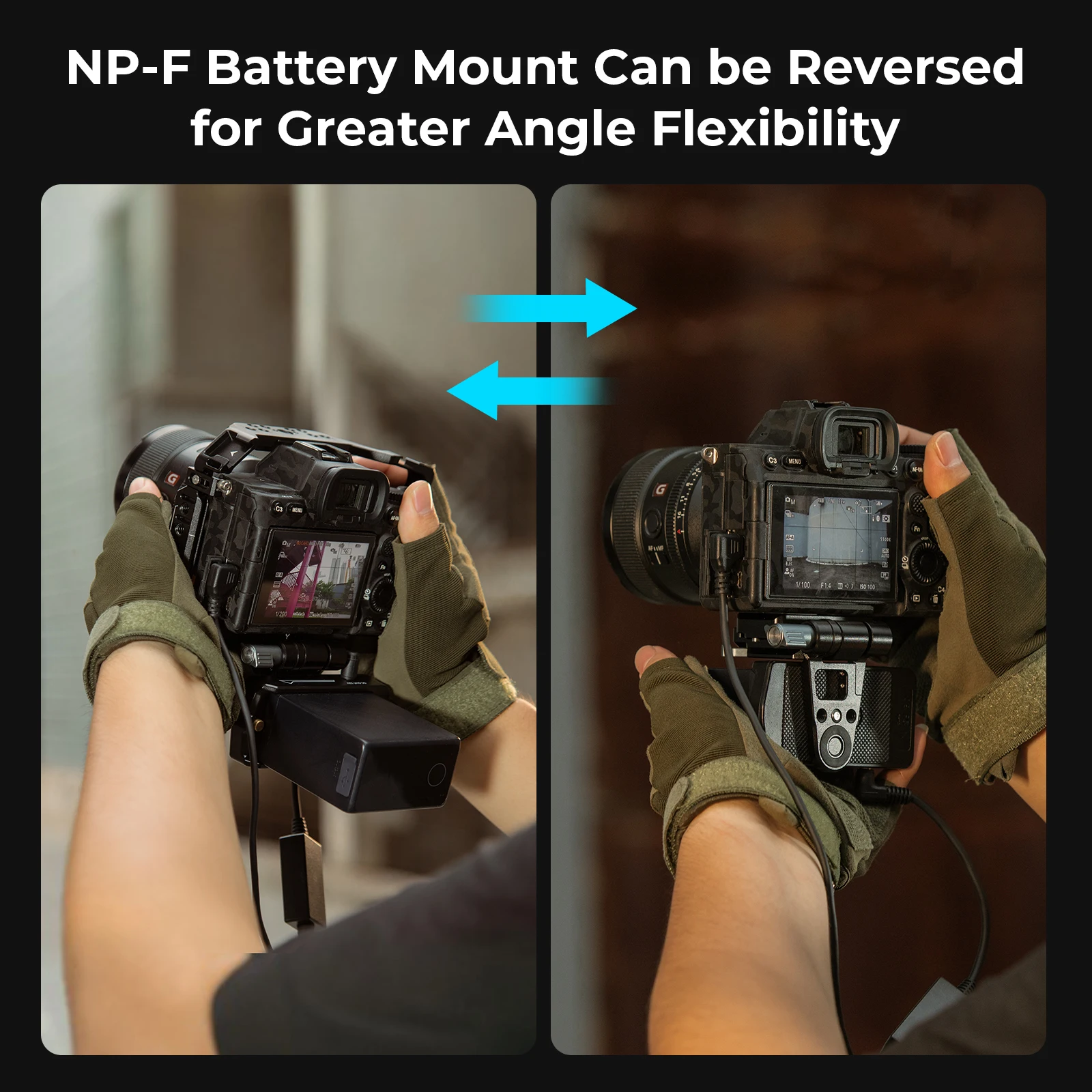 SmallRig NP-F Battery Adapter Mount Plate Kit for Mirrorless Cameras Rotatable Adapter with Dual Arca-Swiss Dual DC Output Ports