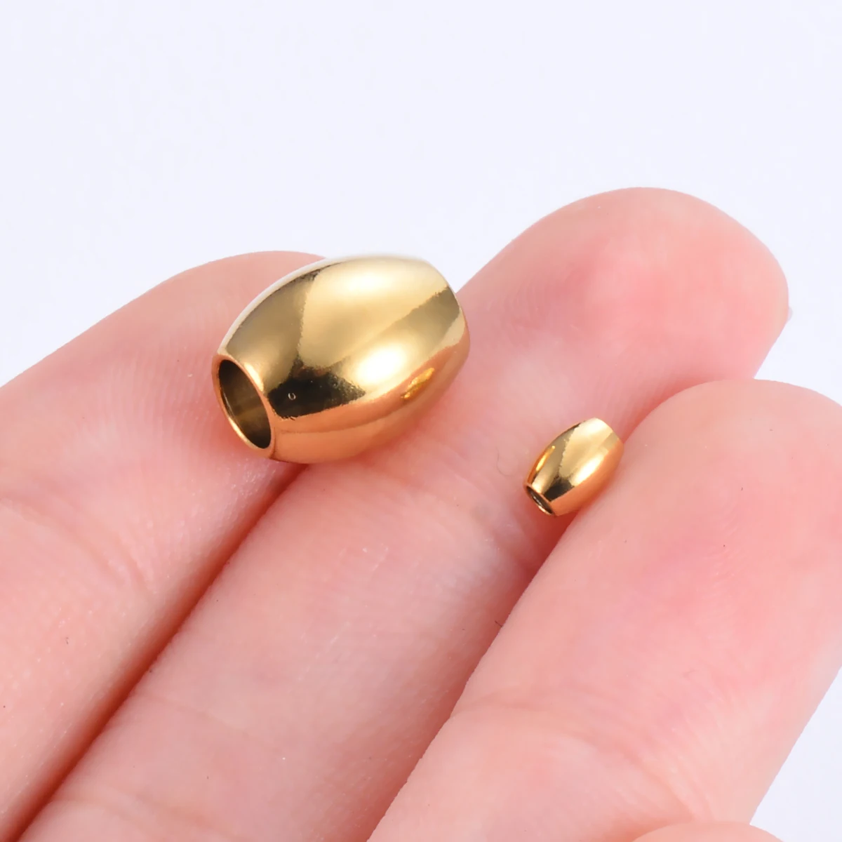 Wholesale 20pcs/lot Stainless Steel Gold Tone Oval Spacer Bead Loose Beads for DIY Bracelet Necklace Jewelry Making Accessories