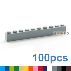 100PCS Thick 1x10 Dots DIY Building Blocks Figures Bricks Educational Creative Size Compatible With 6111 Toys for Children