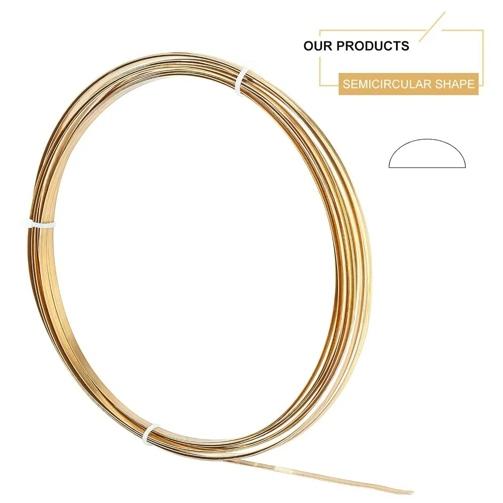 6 Gauge 16 Feet Half Round Copper Wire Brass Wire 5mm Wide Jewelry Beading Wire Flat Copper for Crafts Making Supplies