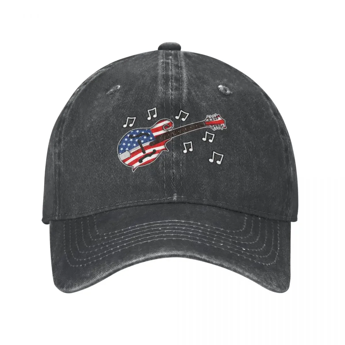 4th July Mandolin America Rocks USA Flag Mandolinist Cowboy Hat fashion Golf Wear Caps Women Men'S