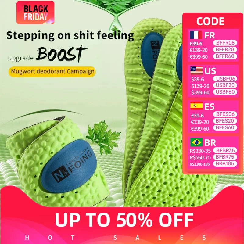 

Sports Shock Absorption Insole Green PU Memory Foam Breathable Arch Support Orthopedic Shoes Pad Men Women Feet Care Shoes Pad