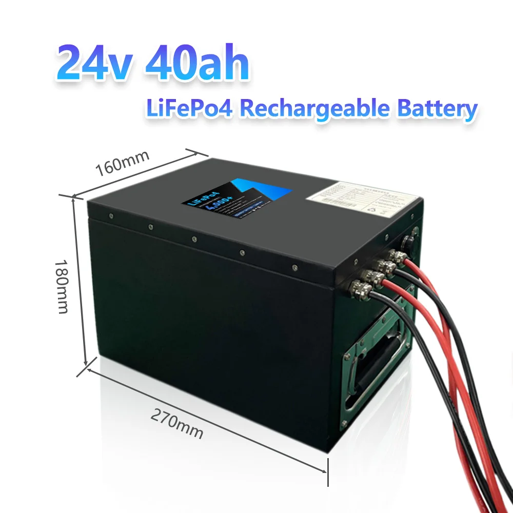 24v 40AH With Charger Built in BMS Optional 30A 60A 80A Lithium Iron Phosphate Battery Pack For AGVs Solar Energy Storage RV