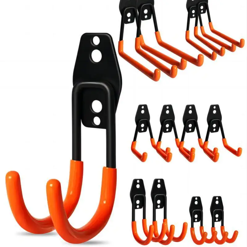 Heavy Duty Wall Mount Metal Hook Garage Organizer Bicycle Ladder Hanger Anti Slip Storage Hook For Garden Tools Home Workshop