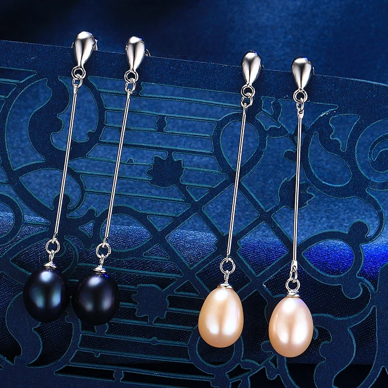 HENGSHENG Black Pearl Set 4 Colors Real Freshwater Pearl Jewelry Set For Women,Pendant Earrings With 925 Sterling Silver Jewelry