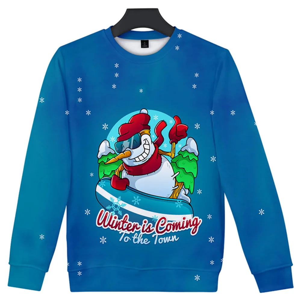 

Pullovers O-Neck Sweatshirts For Woman Winter Casual Loose Comfortable Christmas Snowman Printed Pattern Long Sleeve Tops 2025