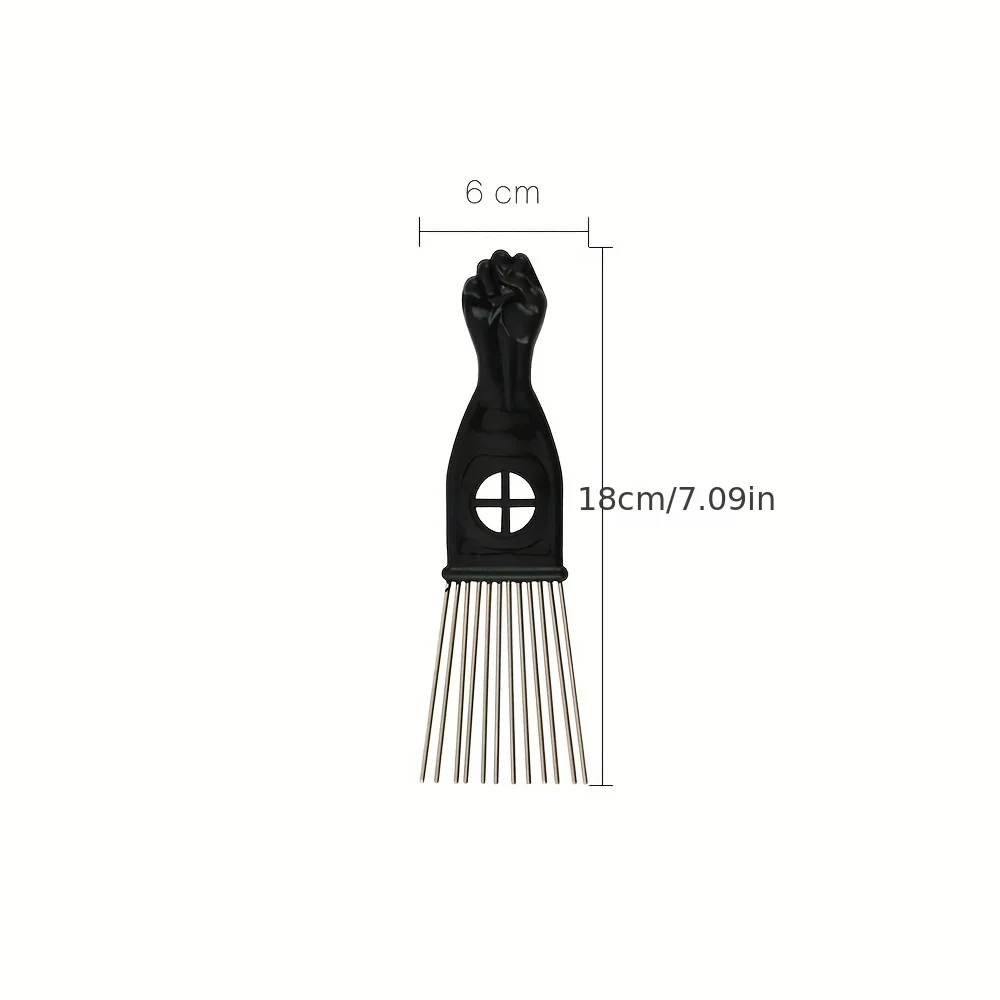 Schwarzer Metall-Haarkamm für Afroamerikaner, Frisierkamm für Friseure, Styling-Werkzeug für Salon und Barbershop – Detail 3