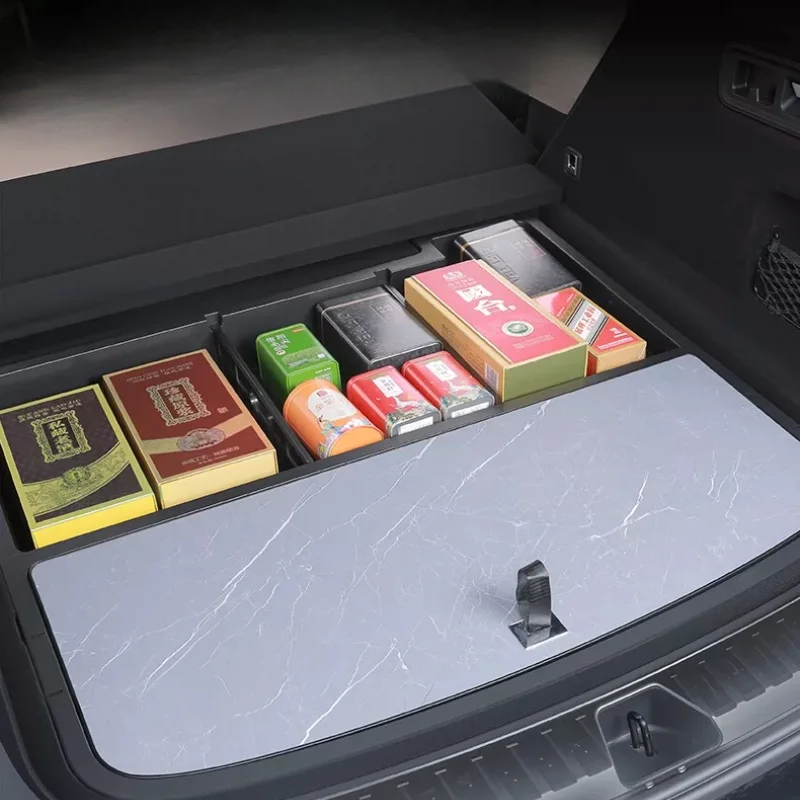 For Zeekr 8X 2026 Rear Trunk Lower Storage Box with Lid Trunk Organzier Camping Desk Interior Tidying Accessories