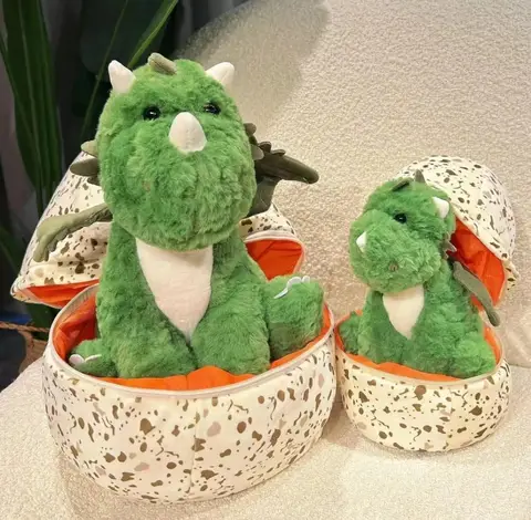 Dinosaur and Egg Turn Into Dino Plush Toys Stuffed Cartoon Animal Dragon Pterosaur Doll Pillow Kid Sleeping Cushion Gift