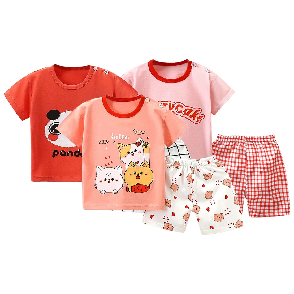 Cotton Softness for Little Explorers New Summer Short Sleeve Children Set Comfortable and Stylish Outfit Suitable Boys and Girls