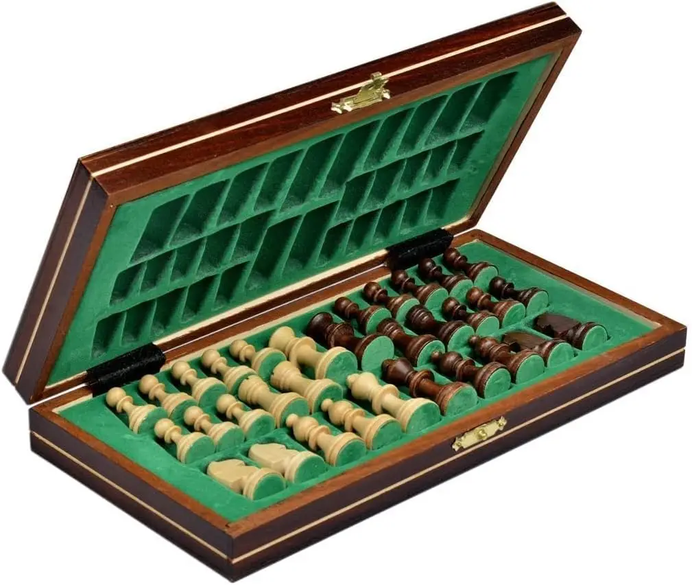 

Wooden Tournament Chess Set with Wooden Board and Chess Pieces - Chessmen - European (10.5.'' (27cm) - Magnet)