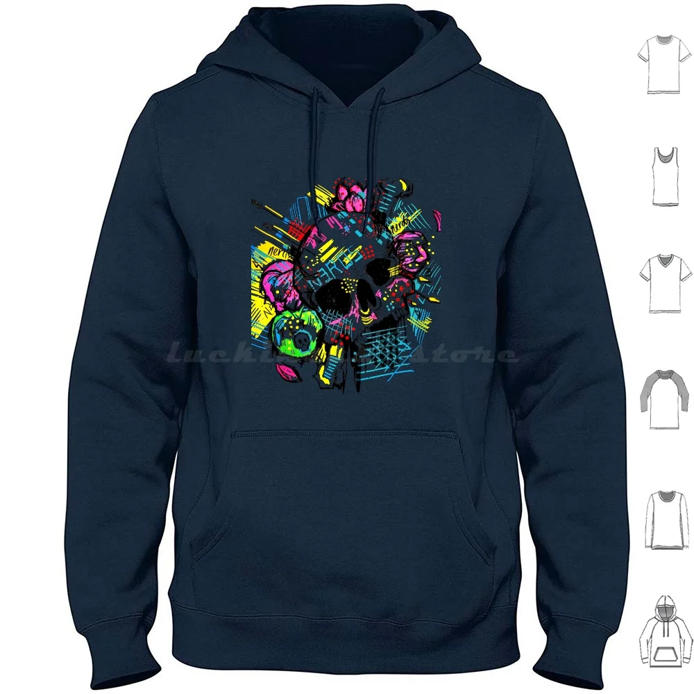 Graffiti Skull Hoodies Long Sleeve Graffiti Skull Skull Addiction Skull Art Posca Markers Trippy