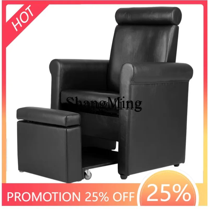 CL  Foot Washing Chair Recumbable Single Movable Black Barber Chair Adjustable Foot Washing Chair