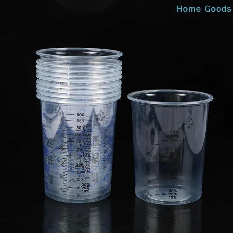 10pcs Plastic Paint Mixing Cup 600ml Mixing Pot Paint Mixing Calibration Cup For Precise Mixing Of Paint And Liquid High Quality