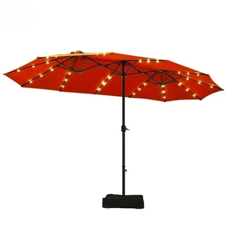 Double-sided solar luminous garden garden umbrella large size outdoor umbrella rectangular solar light