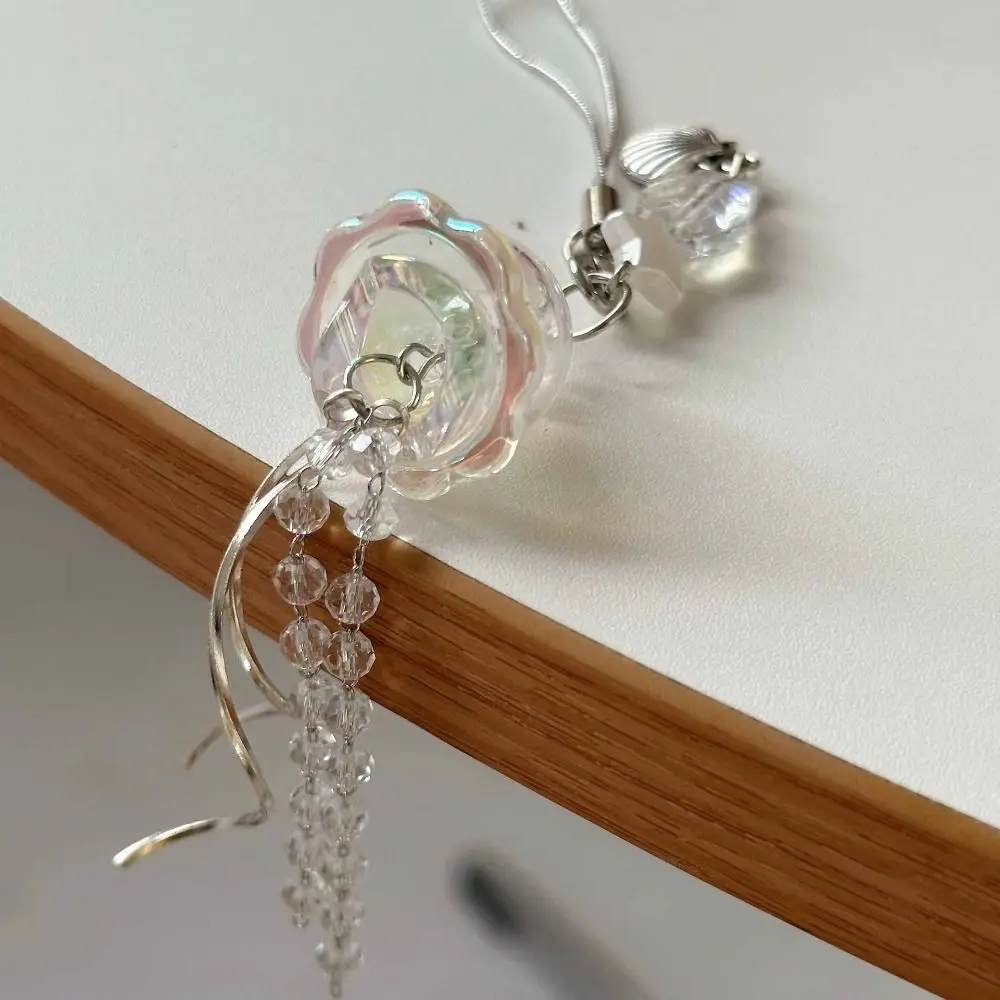 نجمة البحر قذيفة قنديل البحر مفتاح سلسلة المحيط موضوع Y2K الحبل مطرز الهاتف الحبل قلادة ملونة قنديل البحر حلية الهاتف