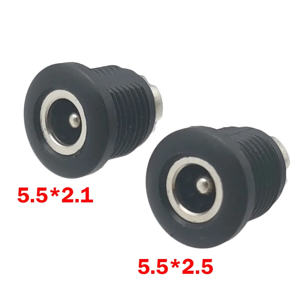 10pcs DC 5.5x2.1mm 5.5x2.5mm Power Jack Female DC Connector Panel Mounting Socket 5.5*2.1/2.5mm Black