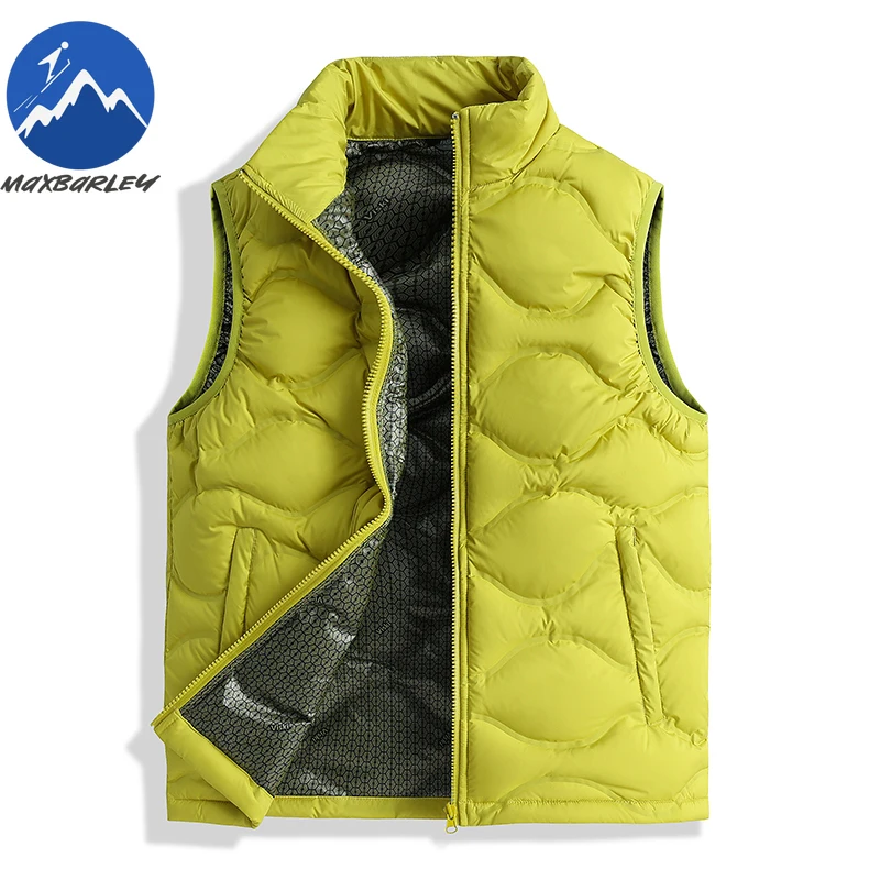 Maxbarley Men Down Vest Unisex Fashion Stand Collar Lightweight Padded Waistcoat Casual Outdoor Photography Winter Warm Parka