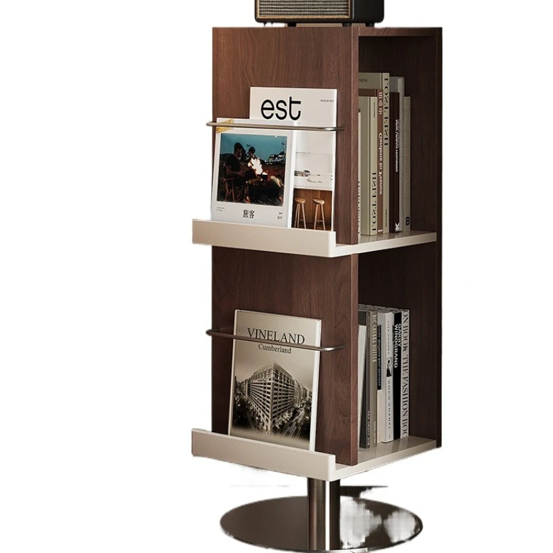 

Rotating bookshelf medieval style living room books and newspapers floor-to-ceiling storage