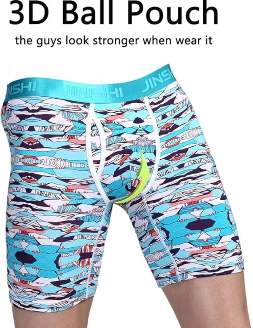 Zonbailon Men's Comfortable Soft Long Boxer Briefs Printing Bamboo Big And Tall Underwear