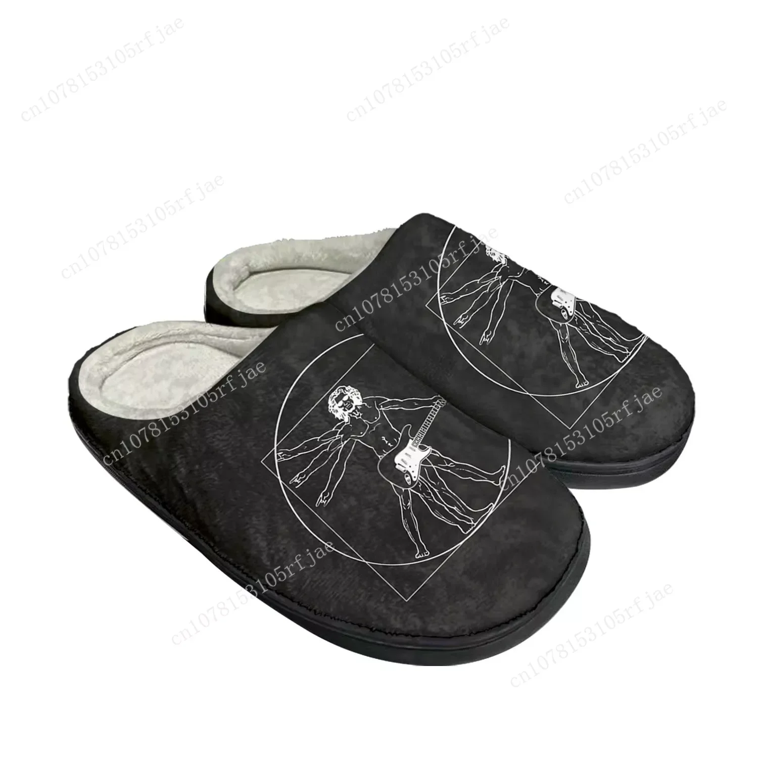 

Vitruvian Man Guitar Home Cotton Custom Slippers Mens Womens Sandals Plush Bedroom Casual Keep Warm Shoe Thermal Slipper Black