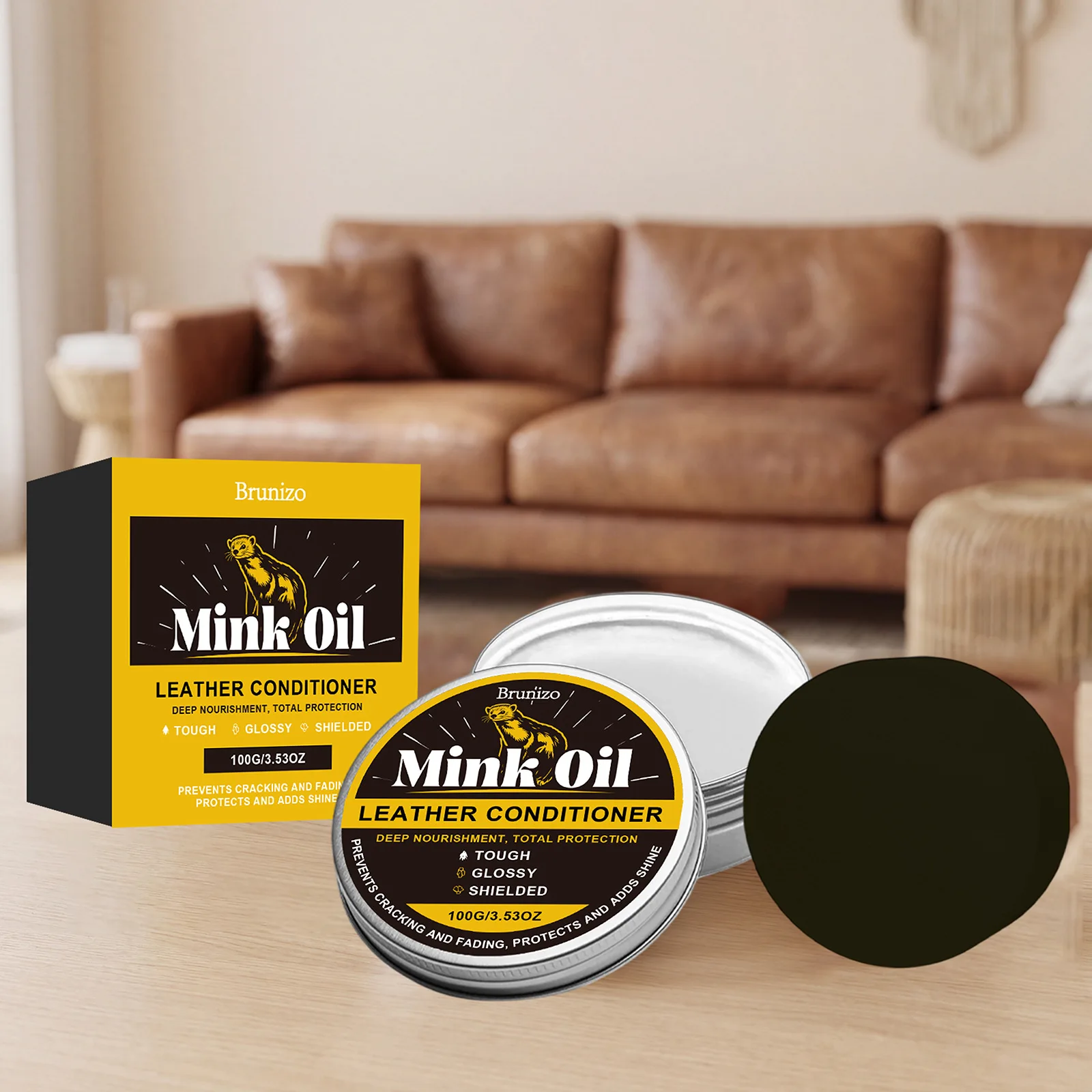 Leather Care Cream Mink Oil Leather Conditioner Stain Removal For Sofa Shoes Cleaning Stain Removal And Shine Enhancement