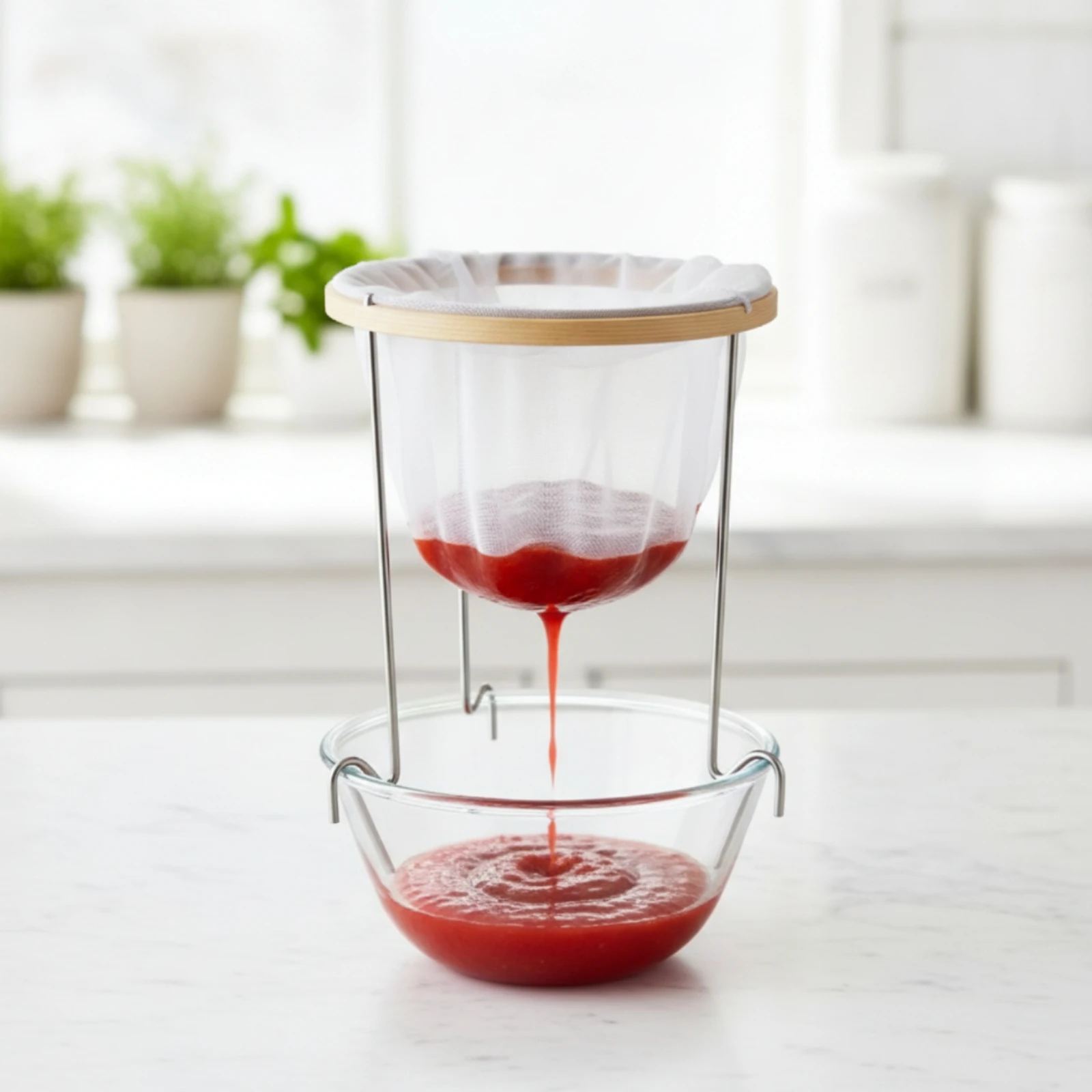 Jelly Strainer with Stand Hands-Effortless Strainer with Mesh Bag Mesh Filter Bag Easy to Clean Kitchen Tool Countertop