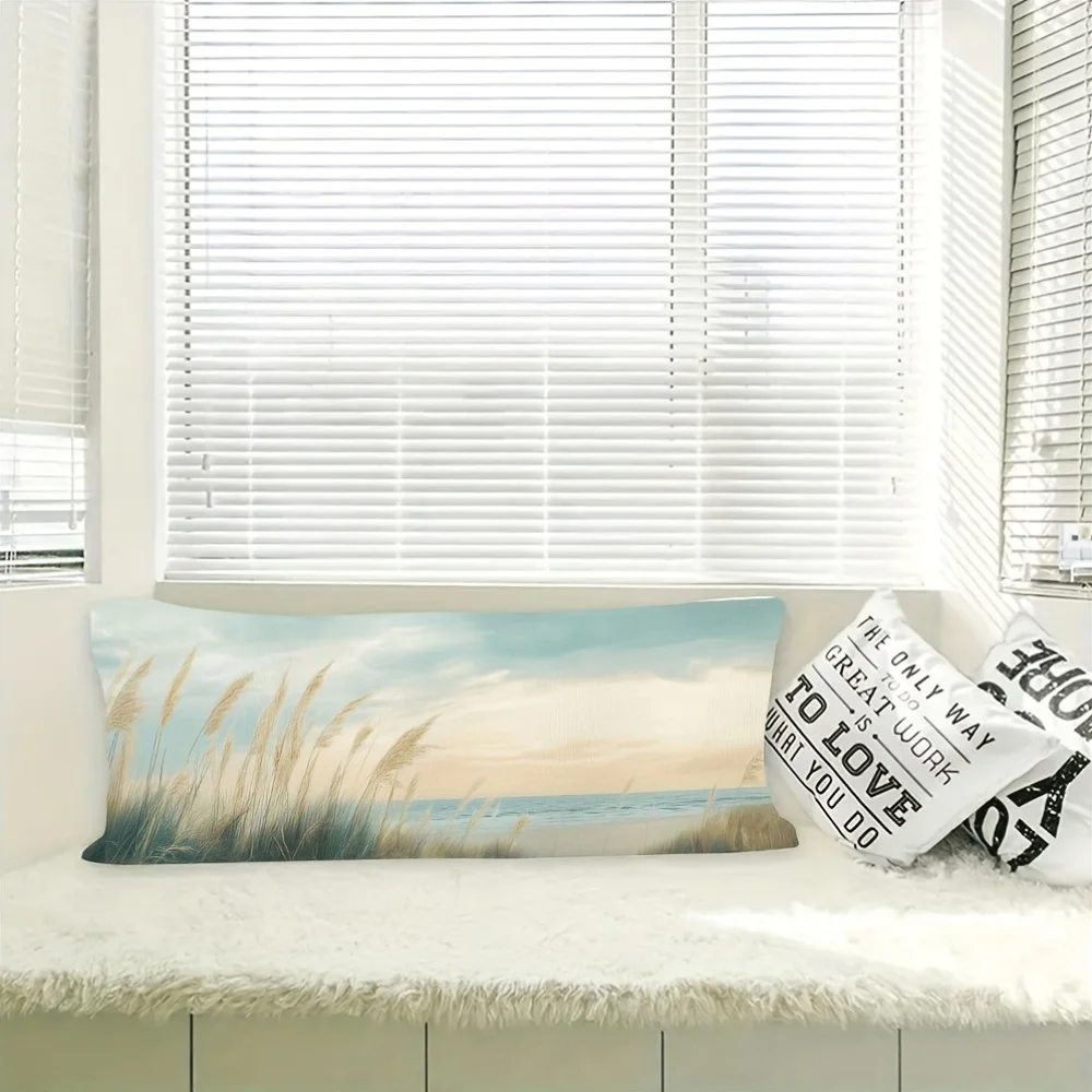 

Чехол на подушку для тела Coastal Beach Scene, двусторонний принт, полиэстер, разноцветный декоративный длинный чехол для подушки