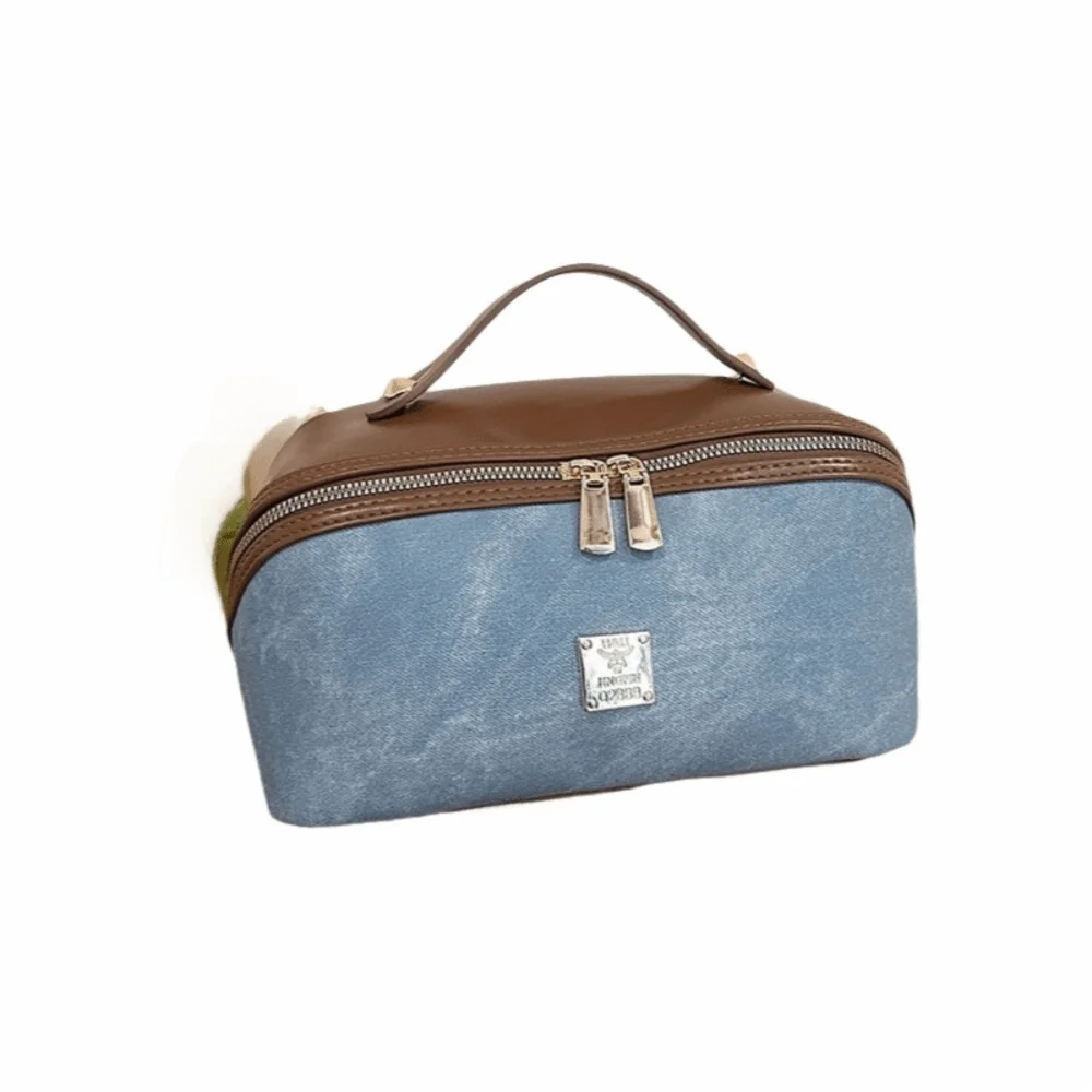 

Fashion PU Leather Makeup Bag Large Capacity Waterproof Toiletry Bag Square Shape Handheld Camera Storage Bag Travel