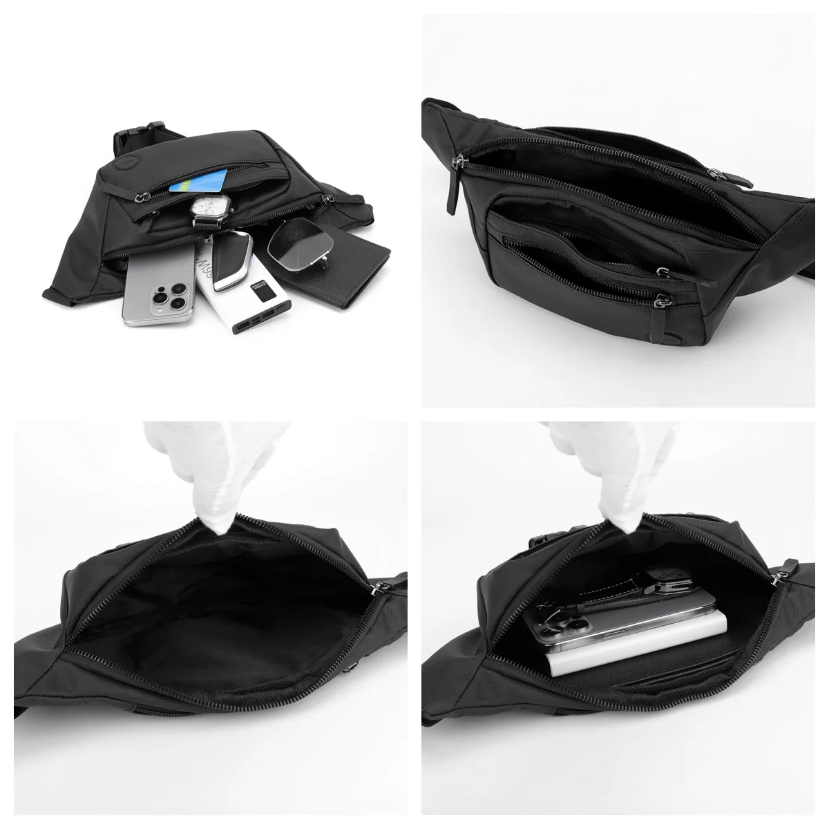 الرجال متعددة الوظائف الأعمال عارضة حقيبة صدر للرجال سعة كبيرة متعددة المقصورة حقيبة كروسبودي ركاب حقيبة كتف رجالية