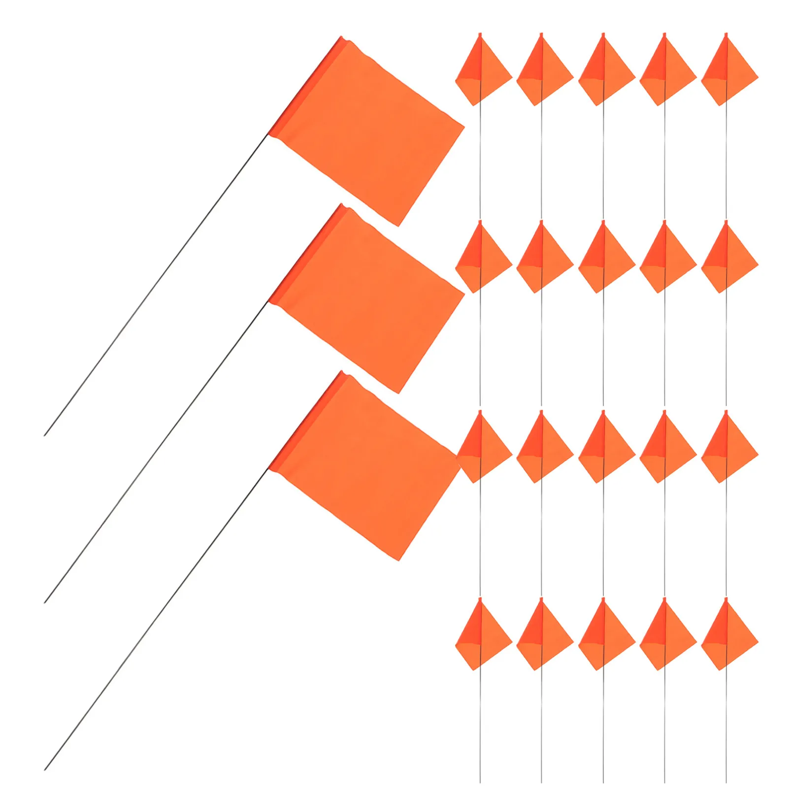 40Pcs Orange Marking Flags High Visibility Steel Wire Stakes for Lawn Yard Sprinkler Landscape Survey Construction Boundary